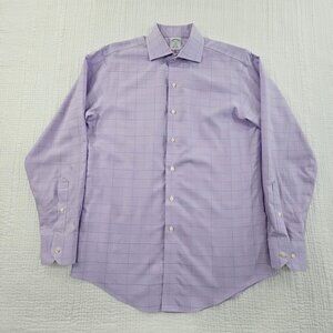 Brooks Brothers Regent Shirt Size 15‎ 1/2 - 4/5 Lilac Windowpane Non-Iron EUC